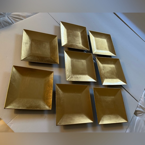 8 Crate and Barrel Gold Appetizer Plates - Picture 1 of 5